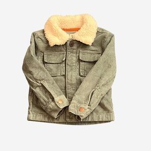 Kids Olive Corduroy Jacket with Sherpa Collar - Baby B’gosh